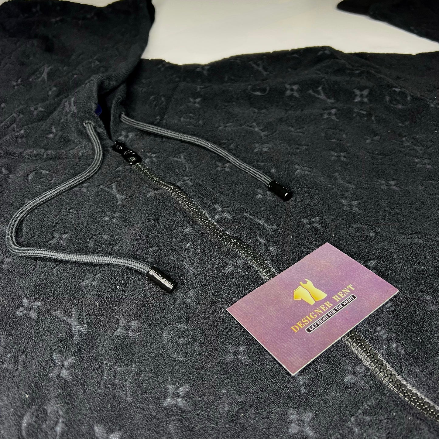 Louis Vuitton Monogram French Terry Zip-Through Hoodie BLACK. Size XL