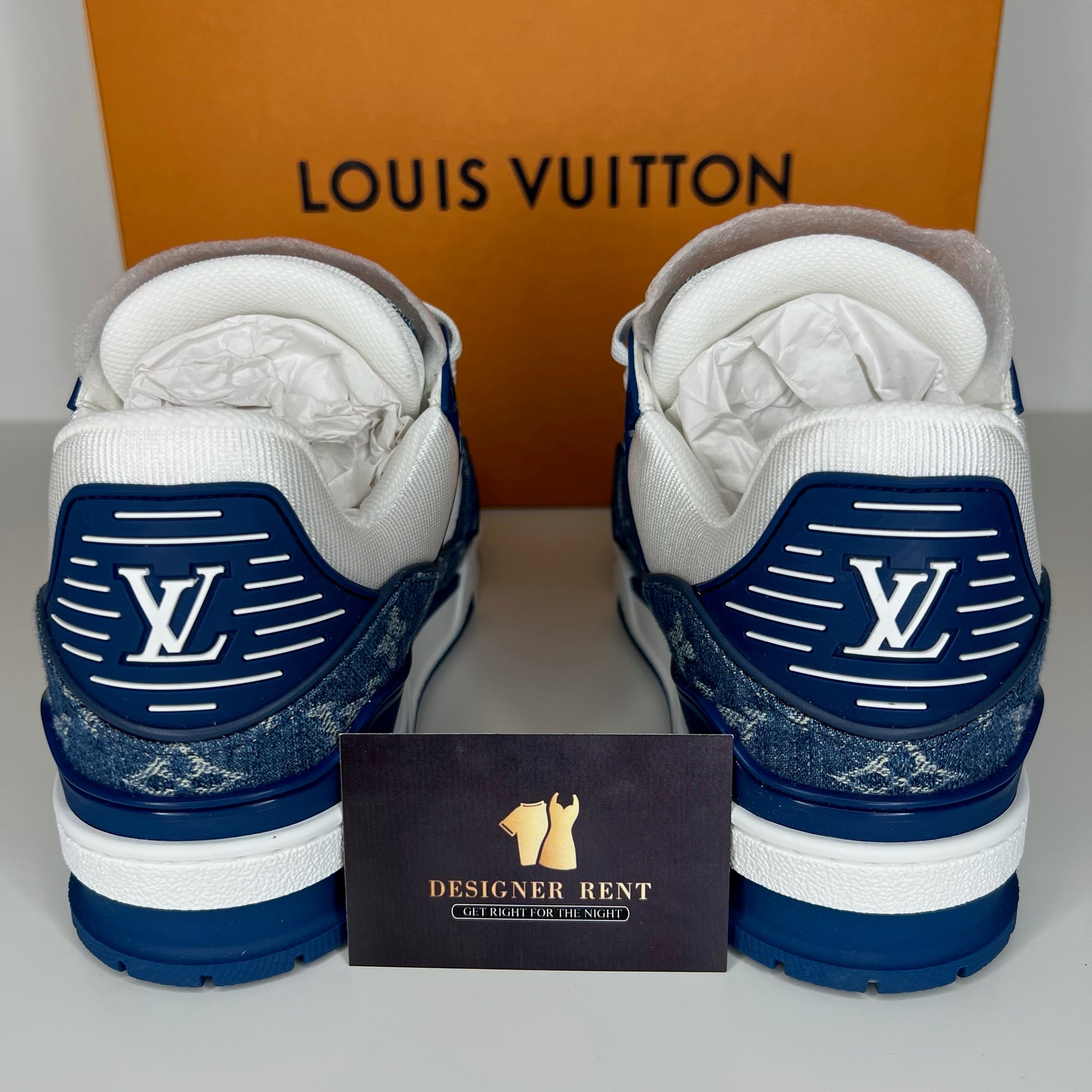 LOUIS VUITTON 100% Genuine Trainer Sneakers Blue&White w/Denim EU 42,5  UK 8 NEW!